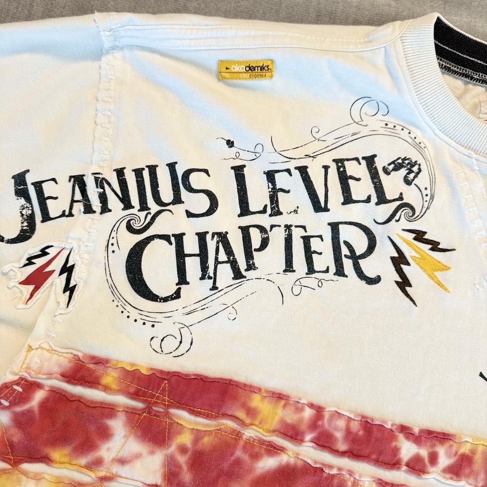 Akademiks Jeans Level Chapter Graphic T Shirt Mens 2XL White Streetwear Y2K - Picture 11 of 12